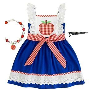 Girl's Apple Gingham Eyelet Dress (XL)